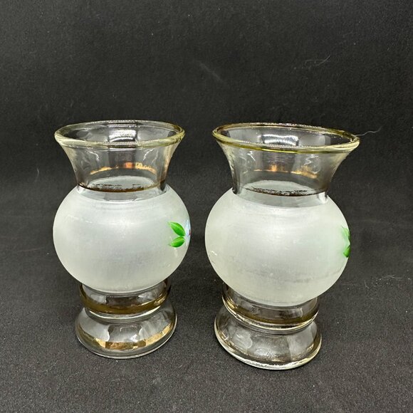 Vintage Bartlett Collins Glass Bud Vase Flower Floral Hand Painted Frosted - Picture 4 of 9